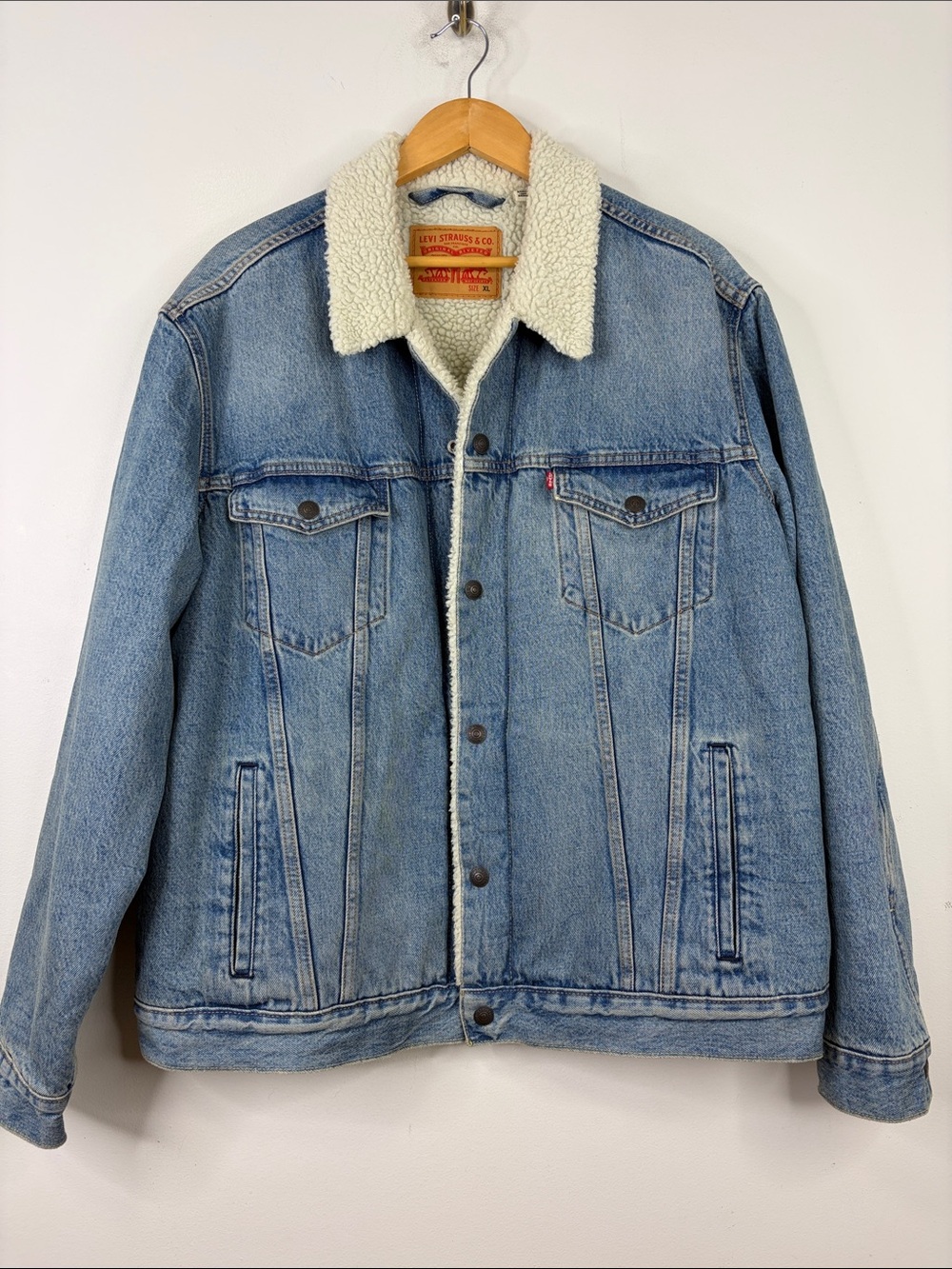 Levi's Type III Sherpa Trucker Jacket Mens XL Blue Fleece Lined Denim Jacket